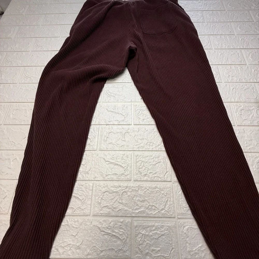 Alo Yoga Muse Sweatpants Womens Large Mauve Pink Ribbed Knit Jogger Lounge Pants